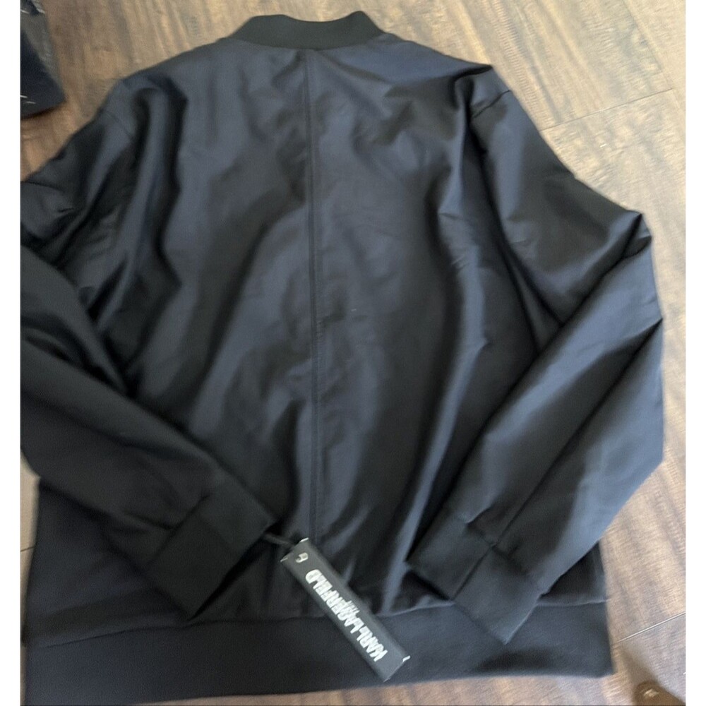 KARL LAGERFELD PARIS Men's Modern Fit Ponte Bomber Jacket Rich Black L - Picture 12 of 12